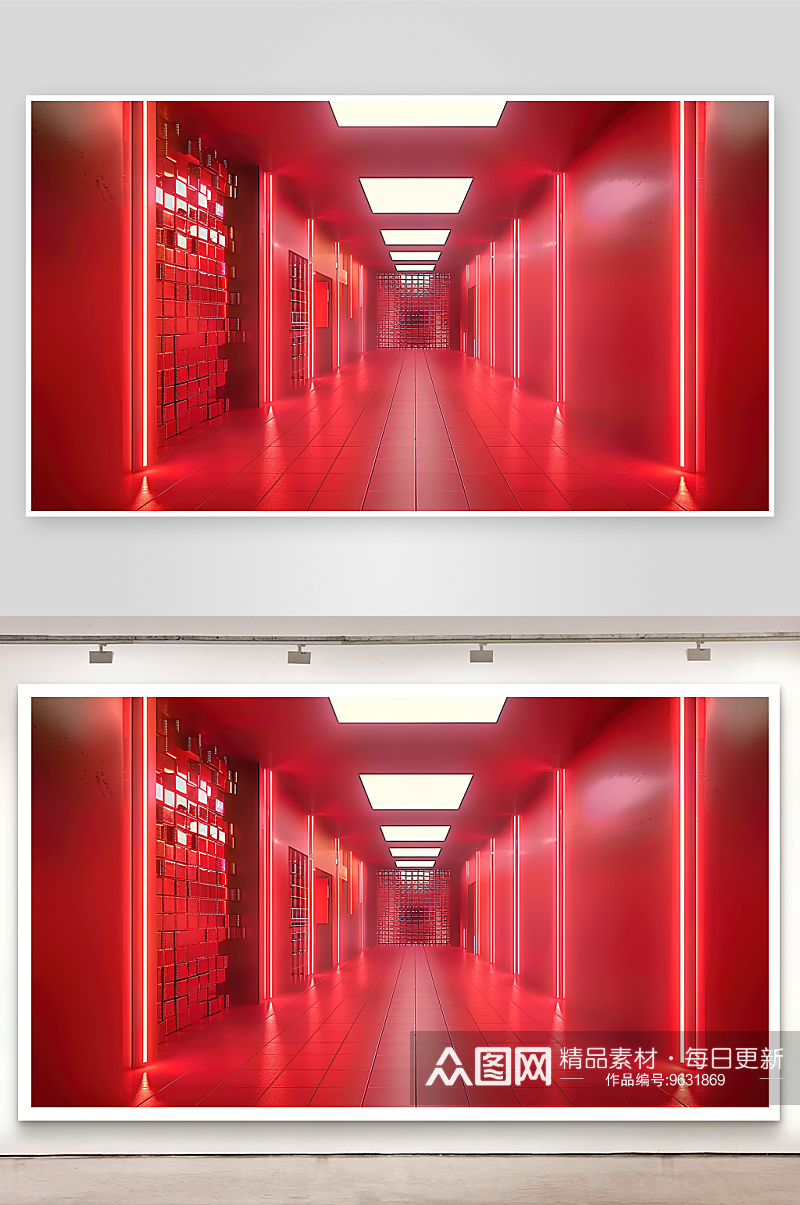 红色背景C4D舞台展台现代首页电商素材
