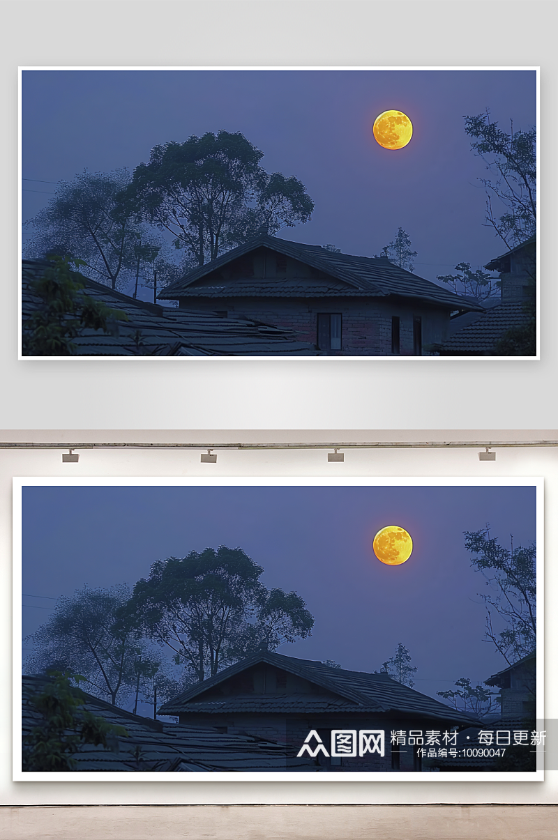 夜色意境摄影唯美天空月光高清月色月亮圆月素材