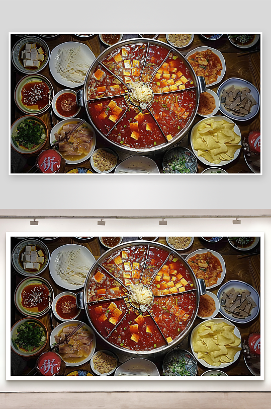 火锅传统高清中国鲜香美味蔬菜麻辣肉类