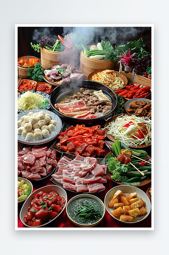 火锅传统鲜香重庆肉类麻辣美食美味蔬菜