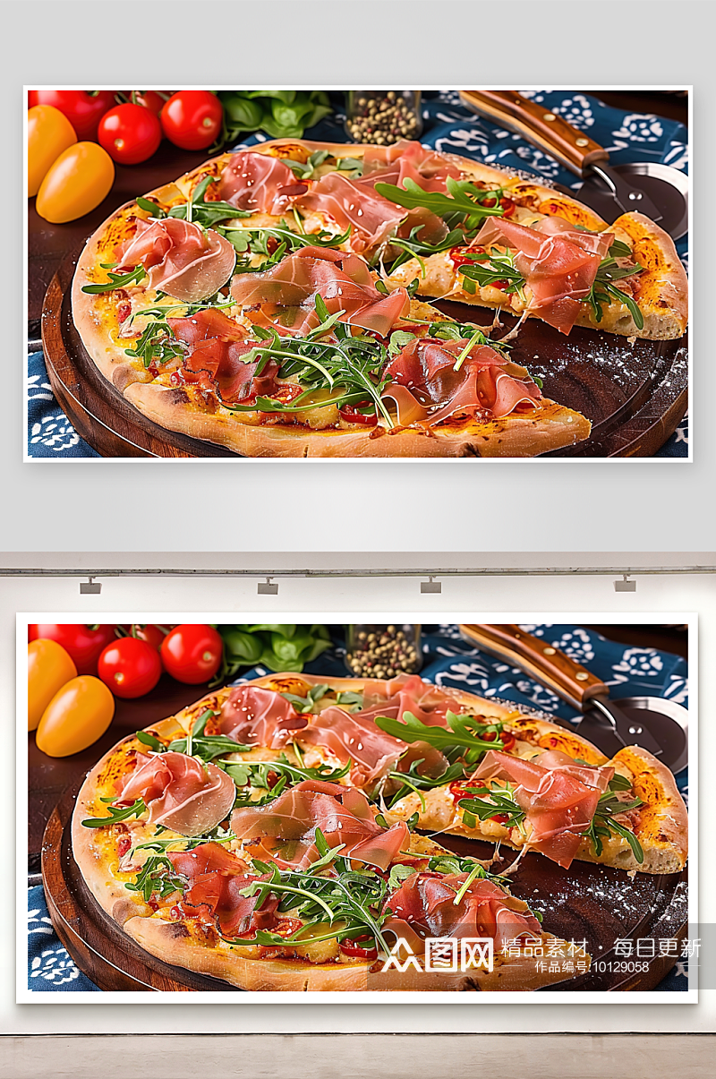 西式烤肉披萨摄影美味美食小吃快餐香肠素材