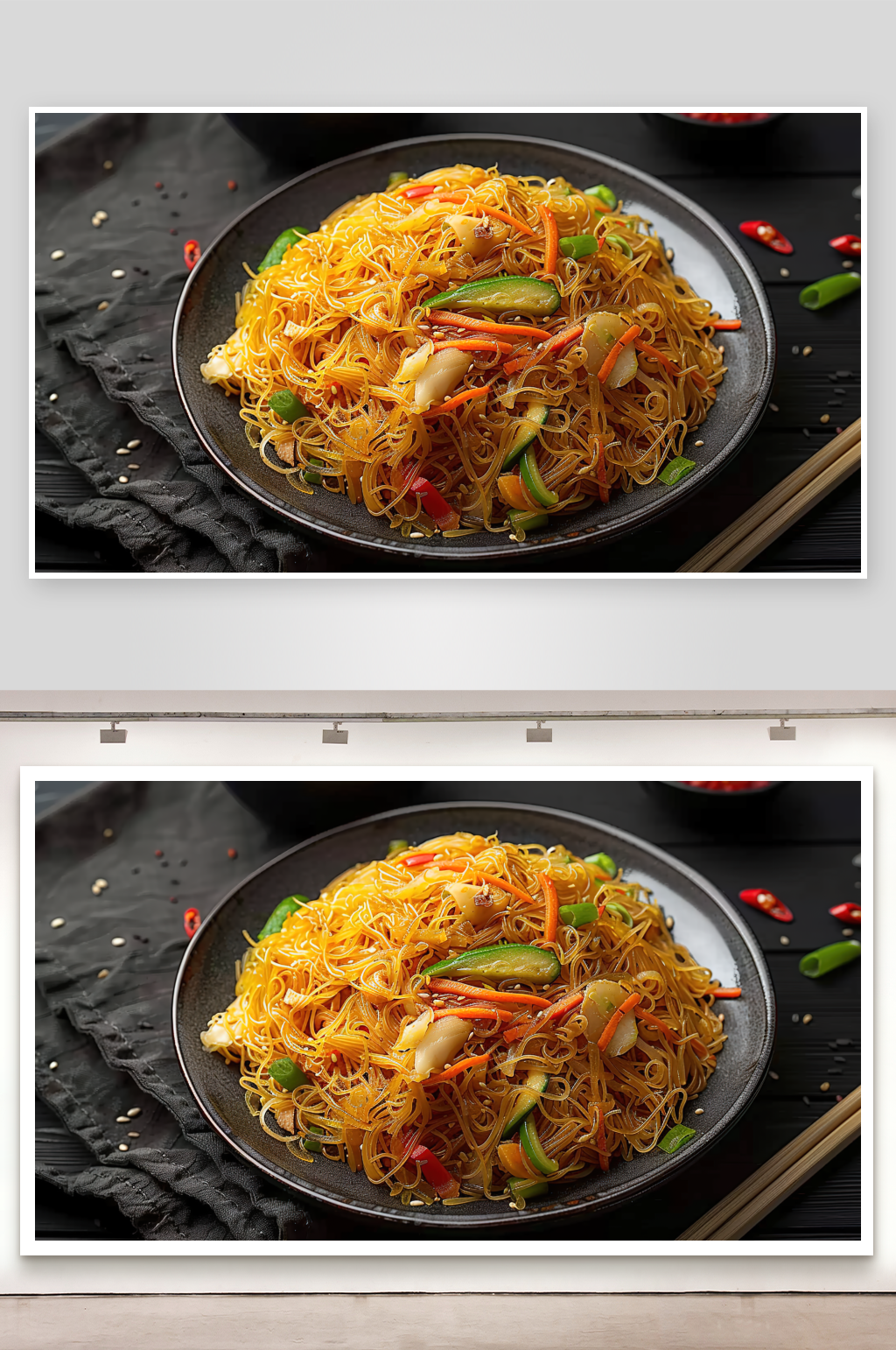 粉面美味炒粉美食主食肉類(lèi)小吃炒面烹飪蔬菜素材