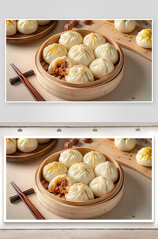 美食肉包蒸包小笼包传统灌汤美味包子