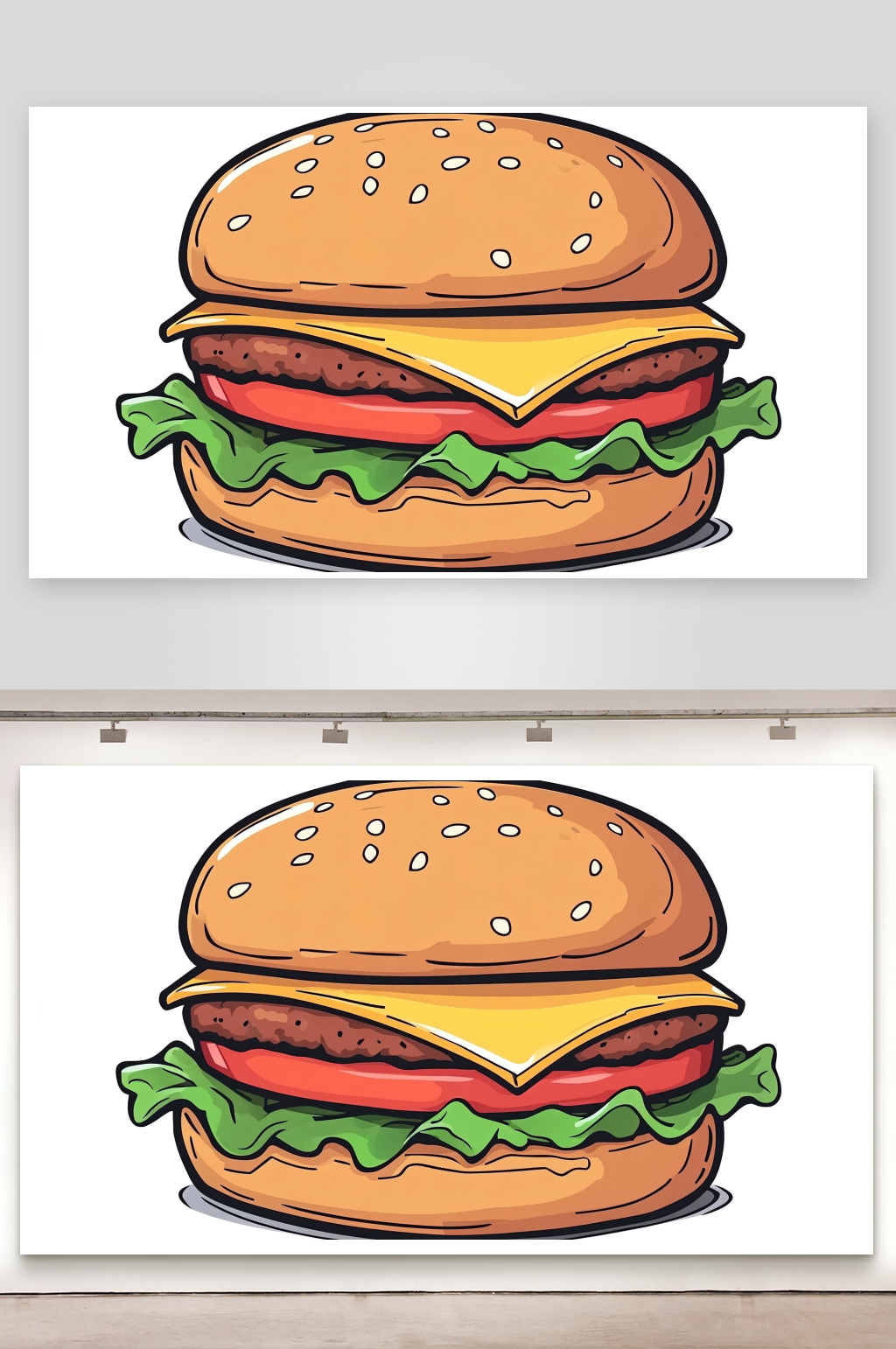 美食面包汉堡美式小吃手绘美味插画素材