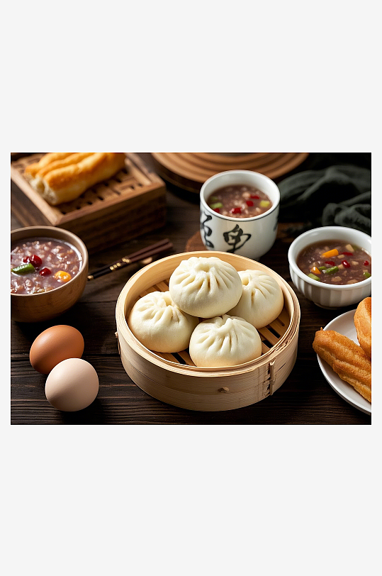 中式美味早餐餐包肉包美食包点包子