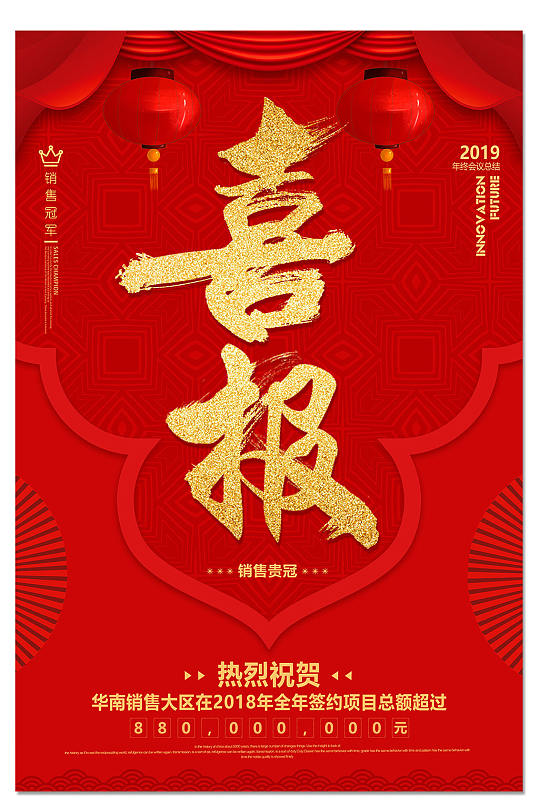 红金简约喜报海报
