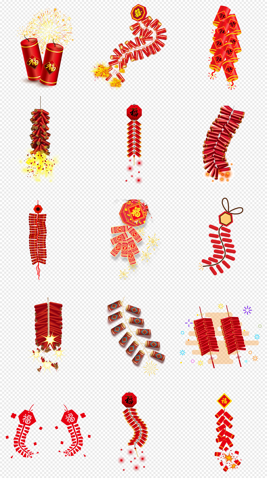 鞭炮爆竹新年红色鞭炮png免抠素材