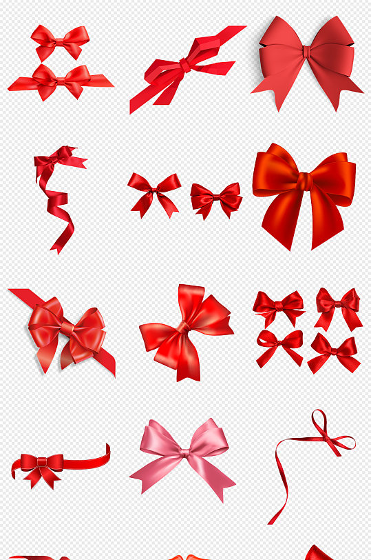 红色蝴蝶结PNG免抠素材-众图网