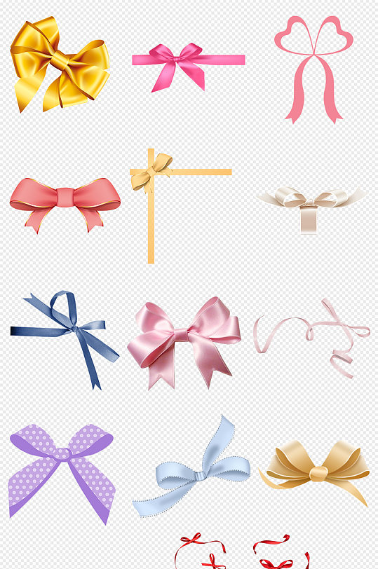 可爱彩色蝴蝶结PNG免抠素材