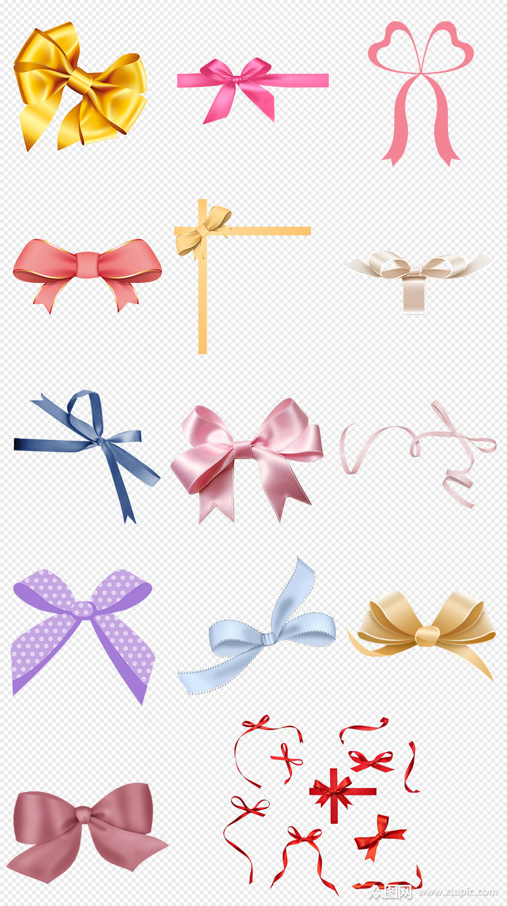 可爱彩色蝴蝶结png免抠素材