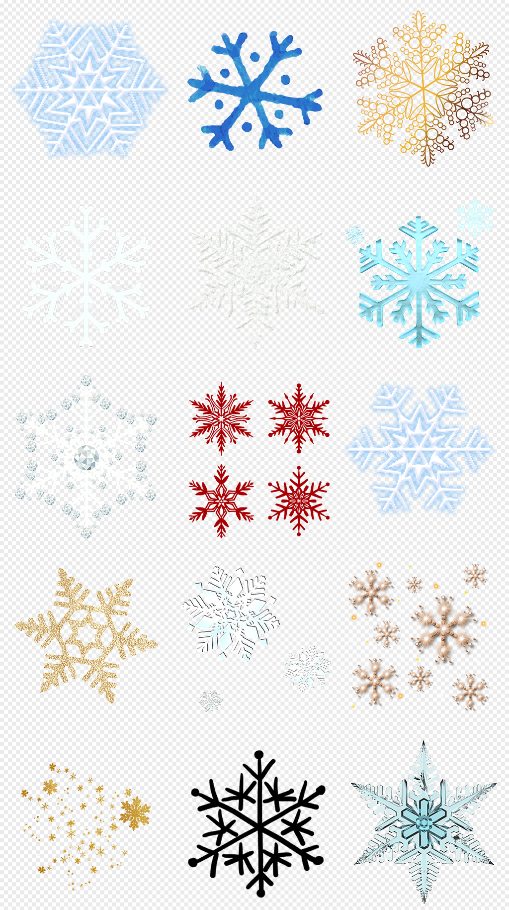 雪花结晶体白色雪花PNG素材素材