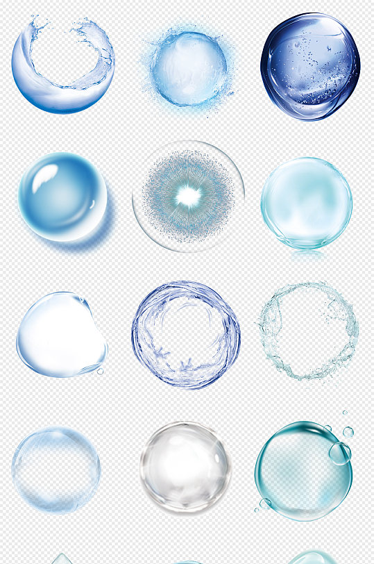 蓝色水滴蓝色气泡PNG免抠素材