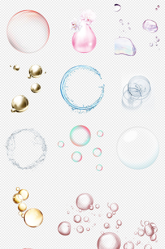 彩色气泡泡泡水泡PNG免抠素材