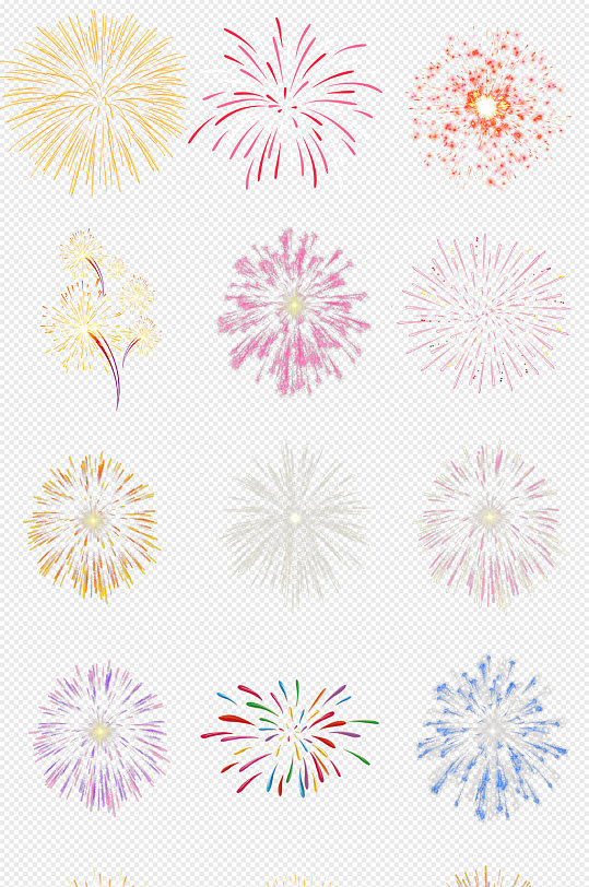绽放的烟花彩色烟花PNG免抠素材-众图网