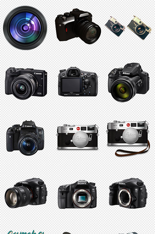 黑色相机单反相机PNG免抠素材