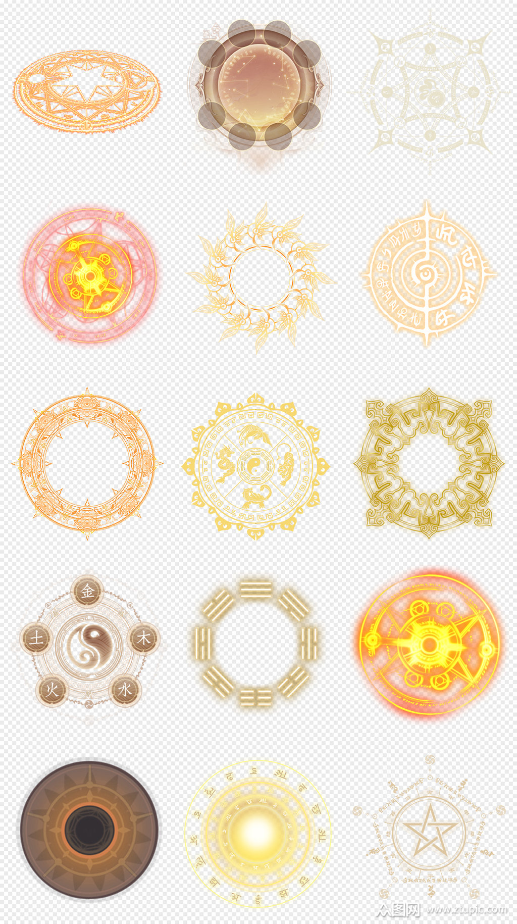 金色法阵发光魔法阵png免抠素材