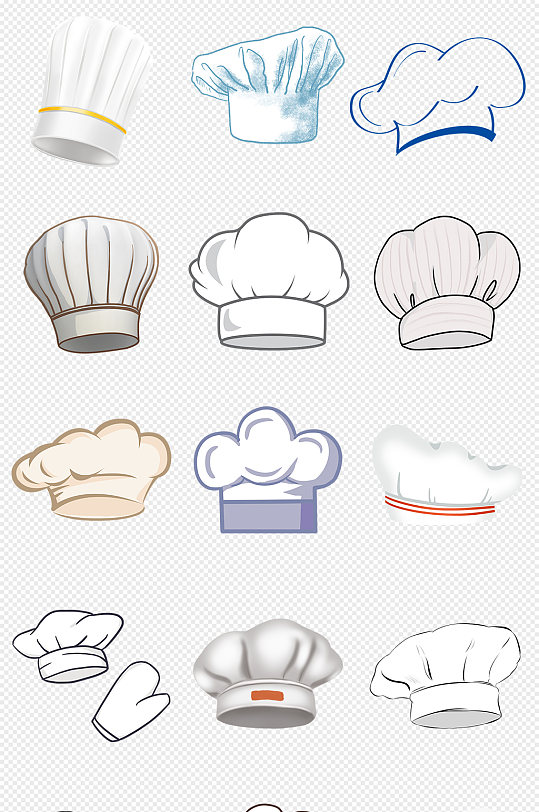 卡通白色厨师帽PNG免抠素材
