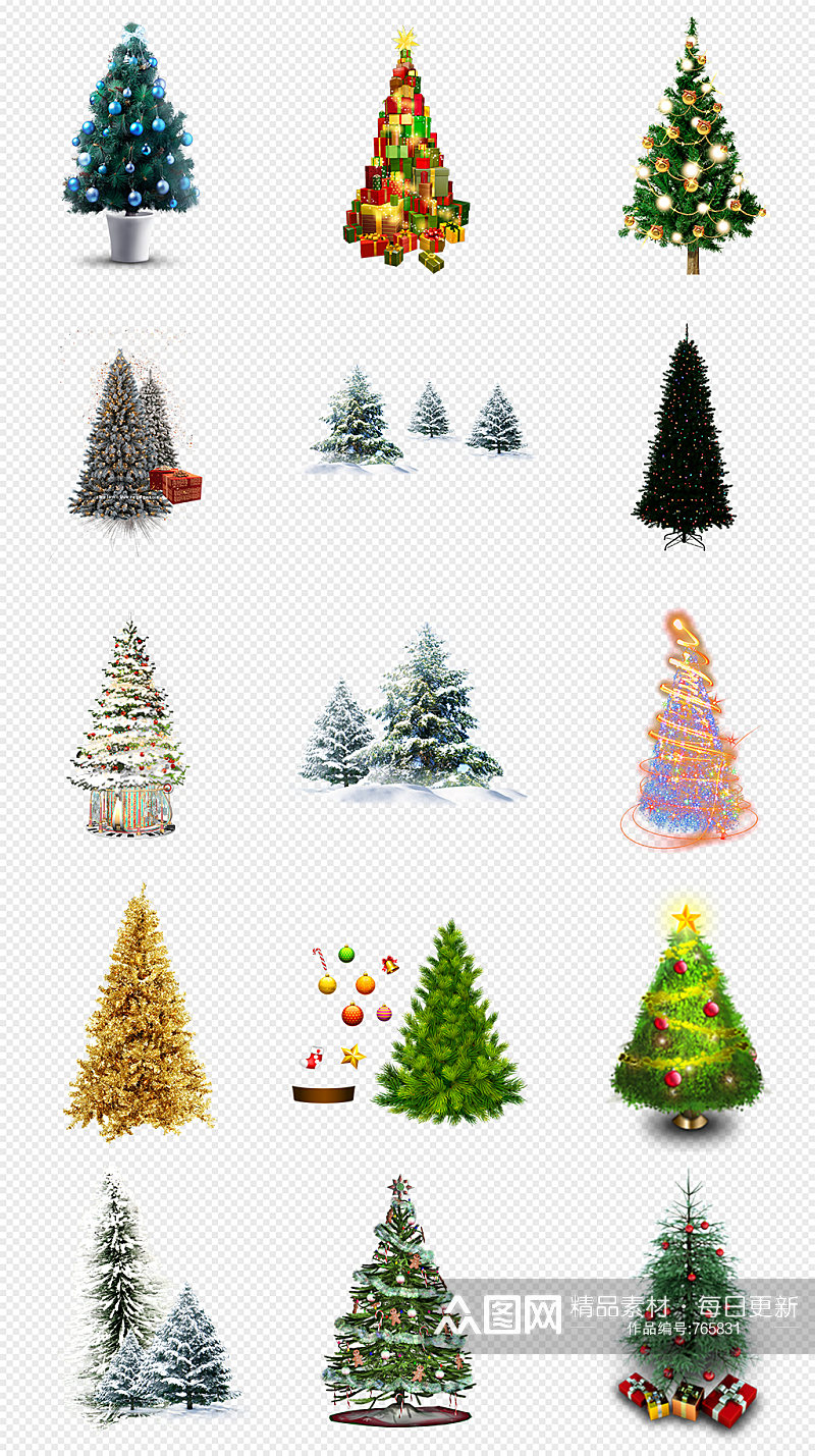 发光圣诞树圣诞节装饰PNG免抠素材素材