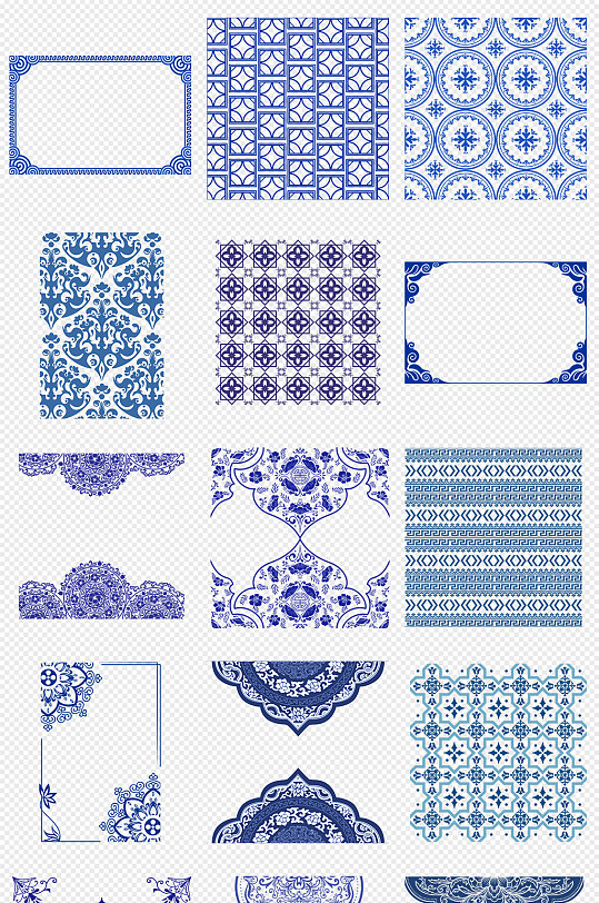 青花瓷纹理花纹底纹png免抠素材