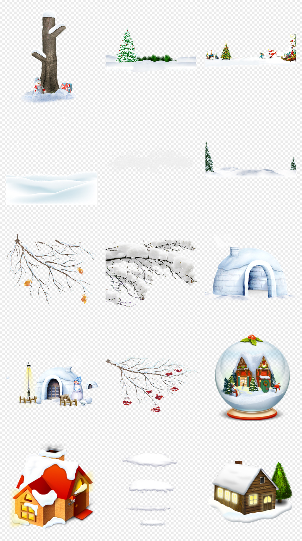 雪积雪冬季下雪雪景有雪的树枝PNG素材素材
