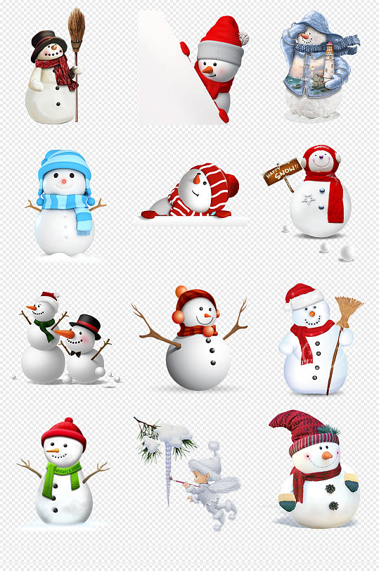 堆雪人冬天下雪装饰免扣海报小元素png红色喜庆圣诞节袜子冬季袜子png