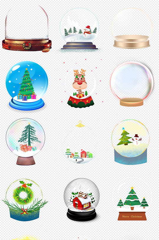 圣诞水晶球梦幻唯美水晶球礼物PNG素材