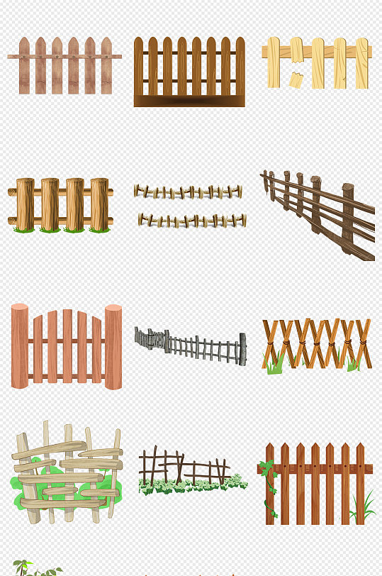 栅栏围栏木质围墙栅栏PNG免抠素材