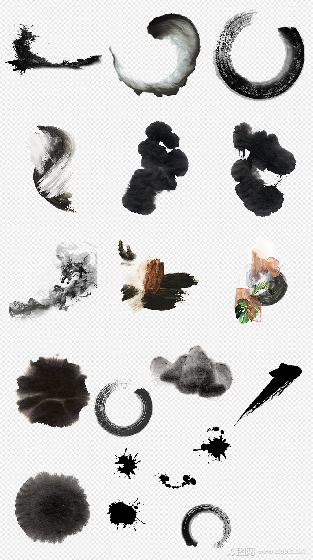 黑色墨迹水墨泼墨墨点png免抠素材