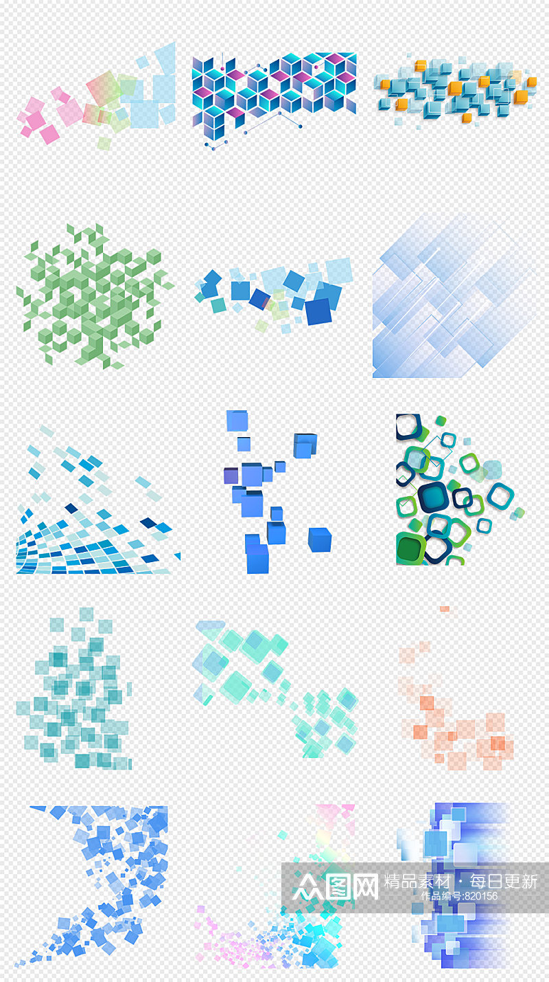 商务科技方块格子几何格子PNG免抠素材素材