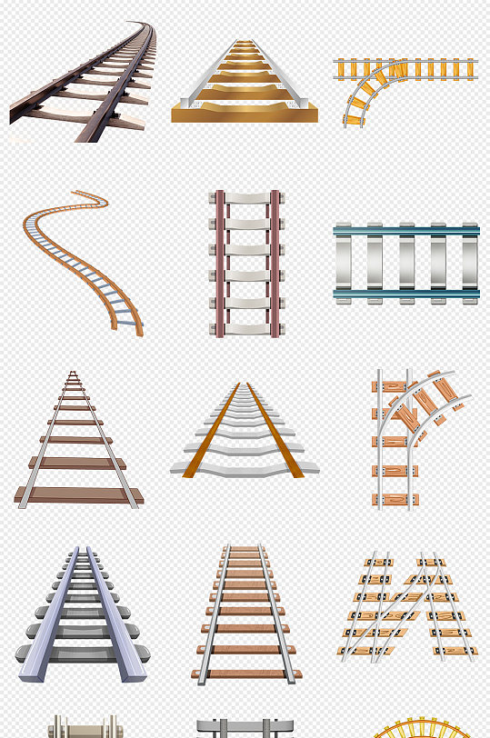 铁路铁道轨道白色铁路png免抠素材