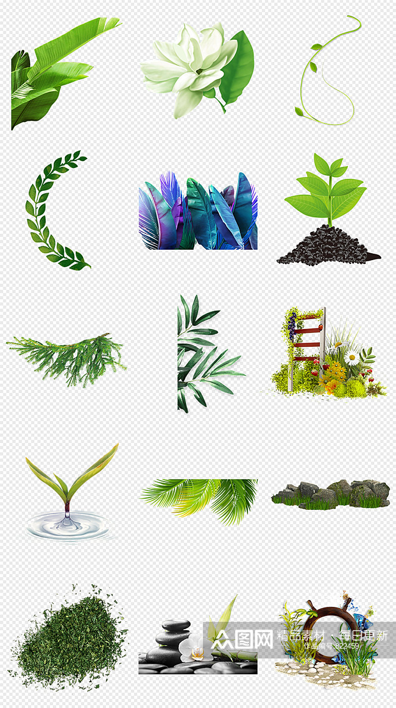大自然绿色植物绿叶PNG免抠素材素材