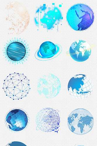 蓝色科技感地球网络地球PNG免抠素材