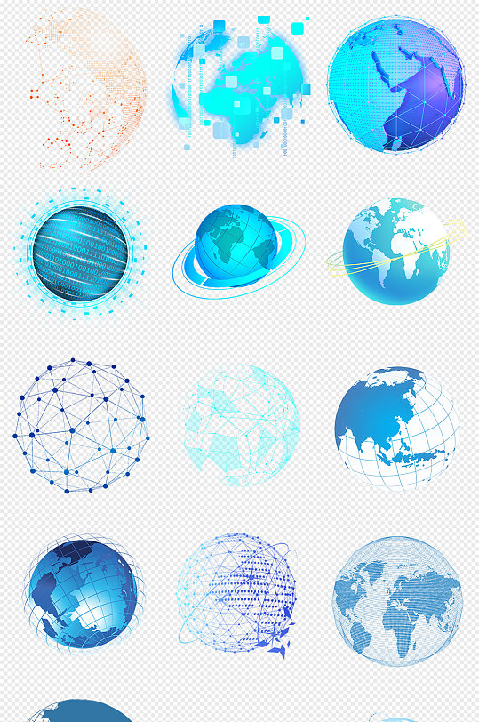 蓝色科技感地球网络地球PNG免抠素材