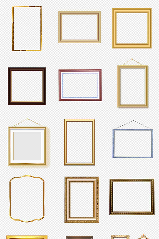 复古立体相框木材质相框png免抠素材