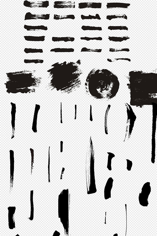 黑色泼墨墨迹毛笔笔刷笔画png免抠素材