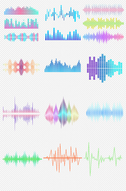 彩色声波音波音频旋律PNG免抠素材