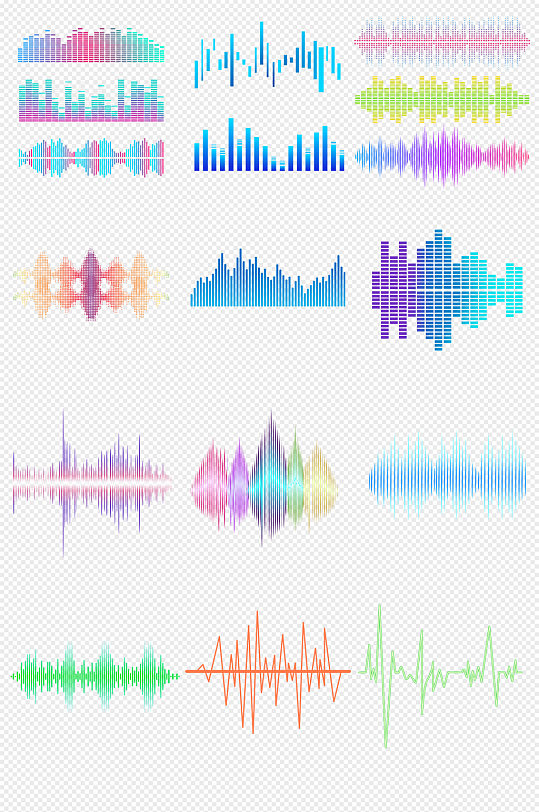 彩色声波音波音频旋律png免抠素材