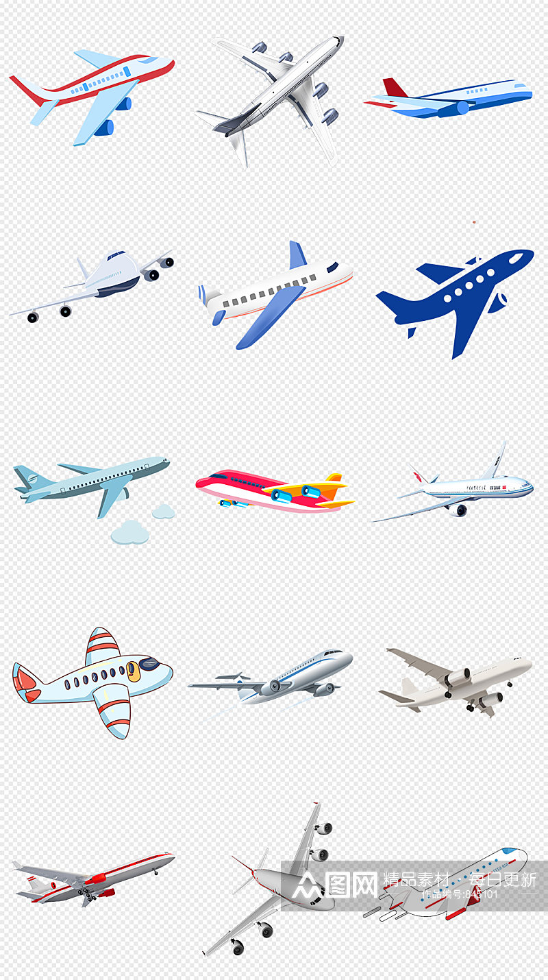 卡通飞机客机交通工具PNG免抠素材素材