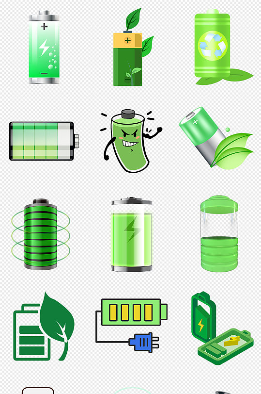 绿色电池环保节能电池PNG免抠素材