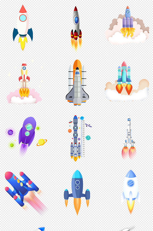 卡通火箭航天航空火箭PNG免抠素材 航天太空素材-众图网