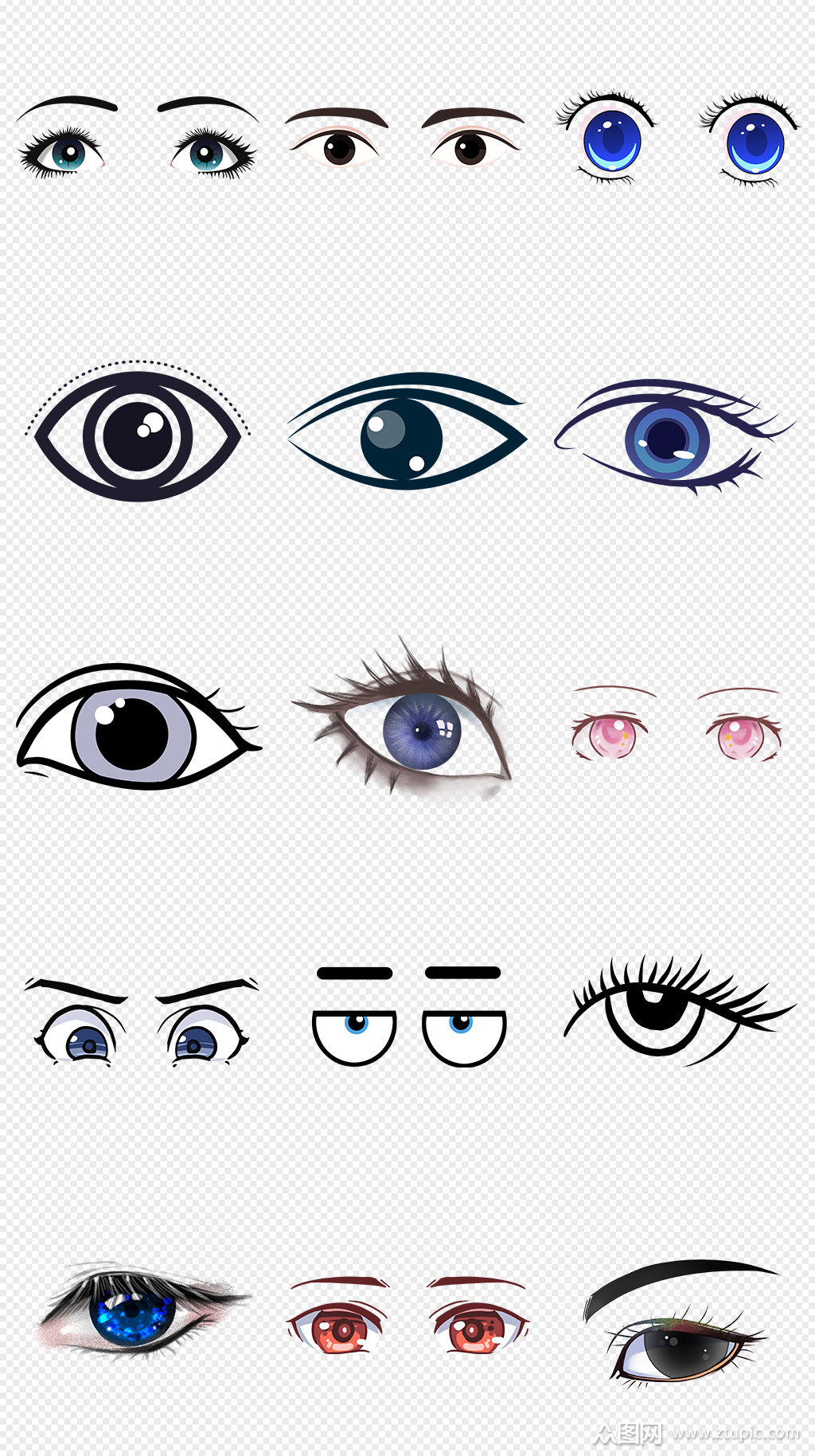 卡通眼睛大眼睛黑色眼睛png免抠素材模板下载-编号888762-众图网