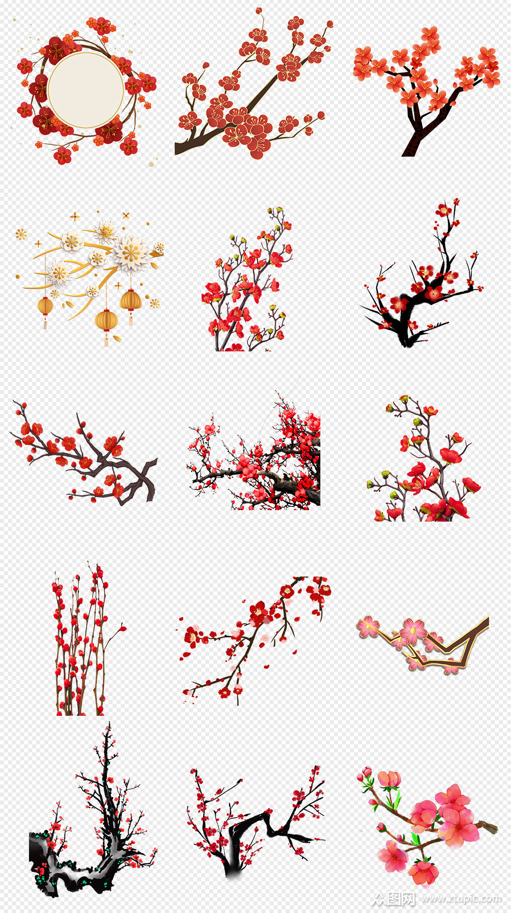 中国风梅花古典梅花png免抠素材