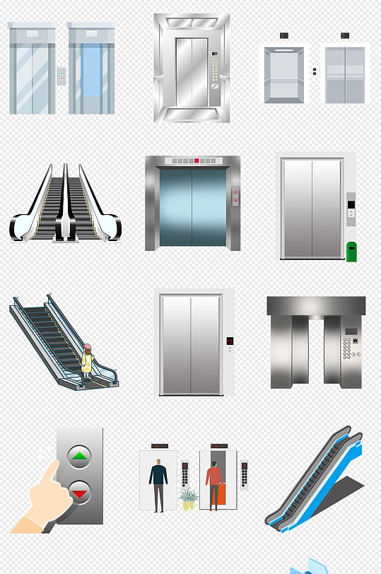 电梯升降梯商场电梯PNG免抠素材