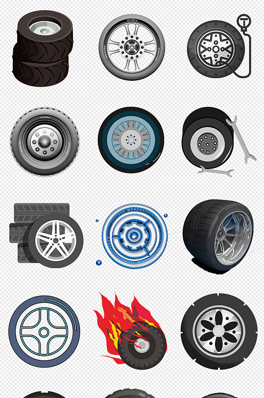 卡通手绘黑色轮胎车胎png免抠素材