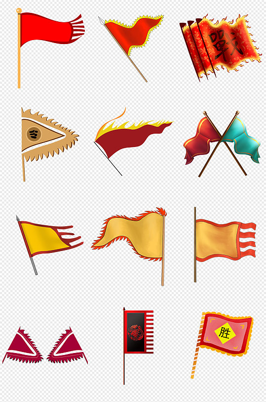 古代战旗旗帜png免抠素材