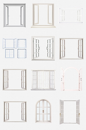 窗框窗户白色窗框PNG免抠素材