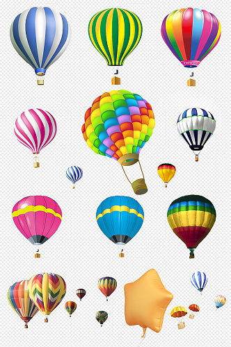 彩色热气球PNG免抠素材