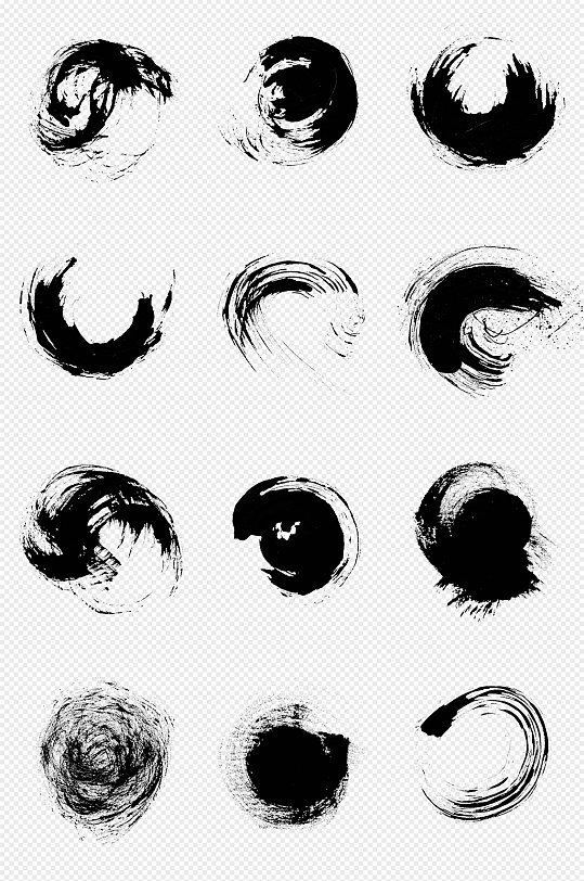 圆形黑色笔刷圆圈刷痕png免抠素材