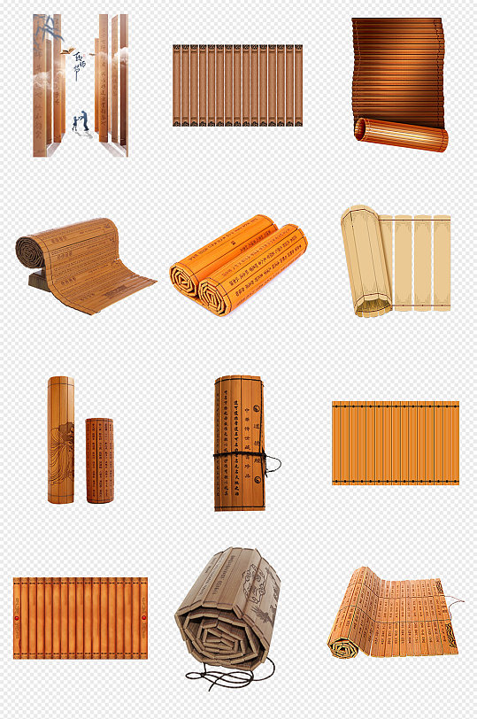 中国风古典竹简png免抠素材