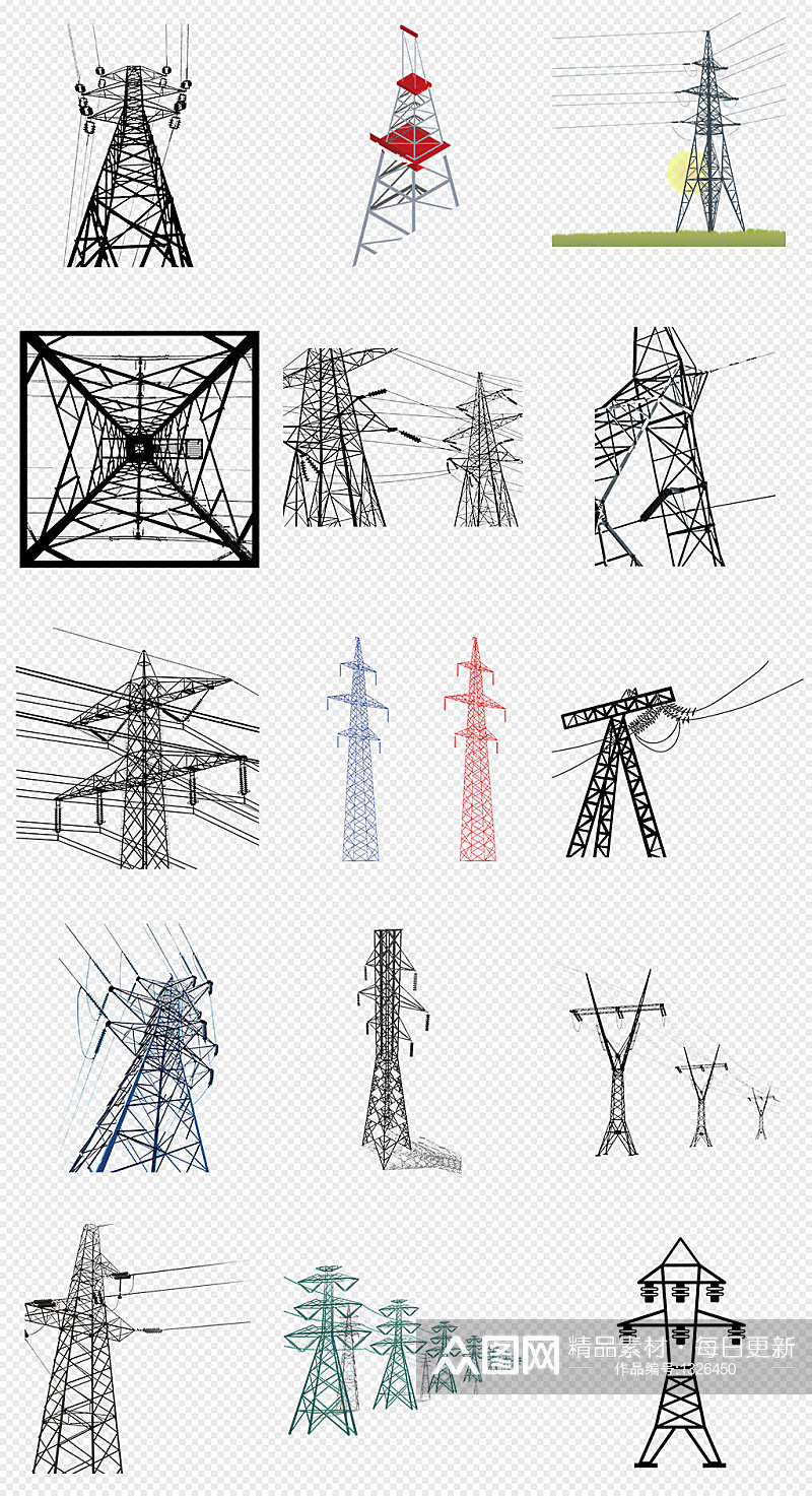 电线塔高压电力设备PNG免抠素材素材